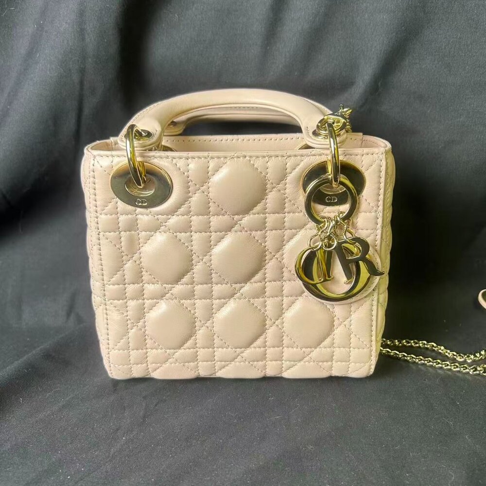 Lady Dior Mini Bag – Beige Lambskin with Gold Hardware